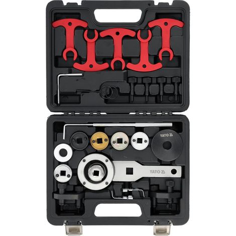YATO Steuerketten Blockierwerkzeug Satz 26-teilig  Nockenwellen-Arretierung Steuerkette Einstellwerkzeug  Motor Werkzeug Set mit Transportkoffer (1/5)