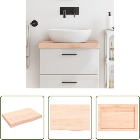 vidaXL Plan de travail en bois - Comptoir de salle de bain 60x40x(2-6) cm bois massif non traité (1/5)