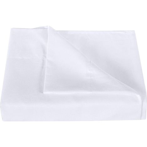 Drap plat en microfibre pour lit simple, ultra doux, infroissable, résistant à la décoloration et aux taches, blanc (1/3)