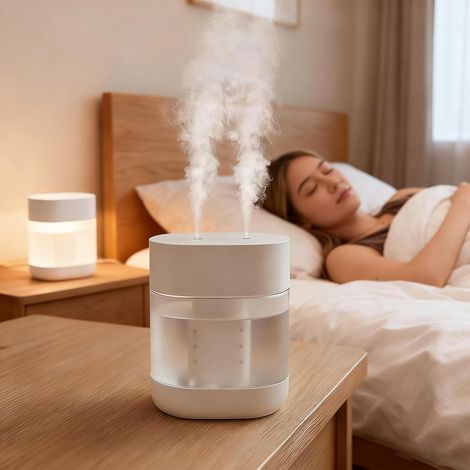 Humidificateur pour chambre à coucher sans fil portable - Humidificateur d'air à ultrasons avec brume froide de 1 L avec veilleuse douce, arrêt automatique et fonctionnement silencieux pour chambre