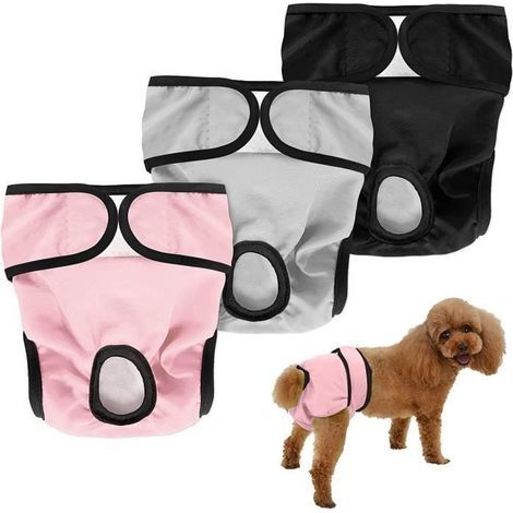Couche pour Chien Femelle Culotte Chiennes Chaleurs Protection des Périodes Physiologiques, de Menstruelle, d\' Incontinence, Lavable (1/4)