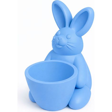 Coniglio blu decorativo pasquale con ciotola portagioie (1/3)