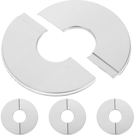 Cache Tuyau Rond en Acier Inoxydable Argenté, Lot de 4 Pièces (1/5)