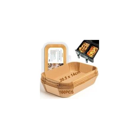 Lot de 100 feuilles de papier sulfurisé jetables pour friteuse à air chaud, compatibles avec le panier double Ninja Foodi Dual Zone, 20,5 x 14 cm-AquaForge (1/4)