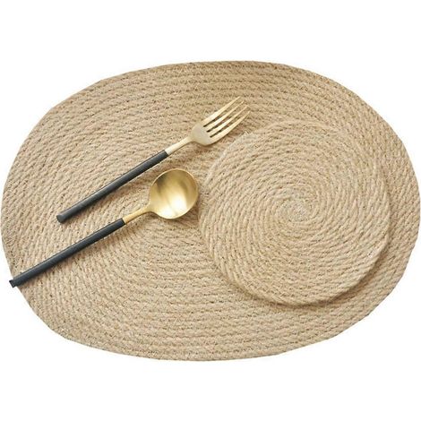 Sets de table ronds résistants à la chaleur (lot de 4), adaptés à un usage familial, élégants et sobres, marron clair. (1/5)