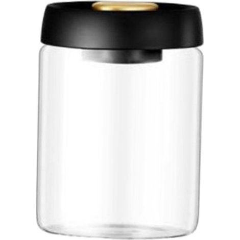 Bocal de conservation sous vide 900 ml - Récipient hermétique pour grains de café, céréales, pâtes et thé (noir, design en (1/5)