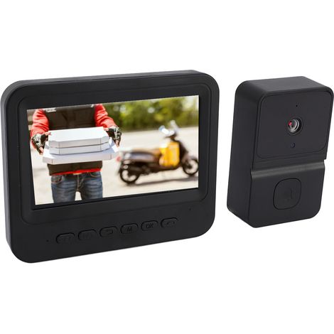 Sonnette vidéo avec écran 4,3 pouces, caméra 1080p, communication audio bidirectionnelle, étanchéité IP66 pour une utilisation extérieure. (1/5)