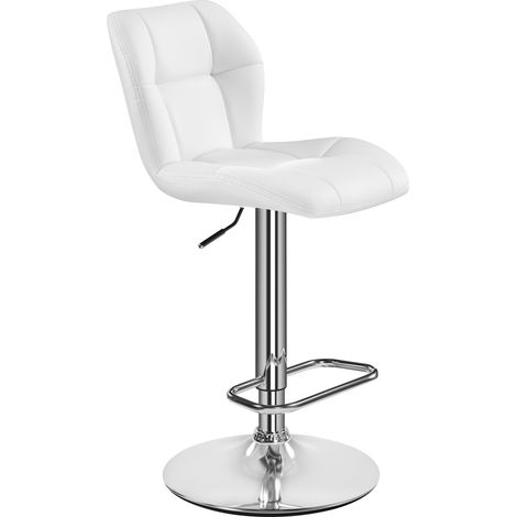 Homevive Taburete de Bar con Altura Ajustable 89-111 cm Industrial Metal Silla de Cocina Alto para Bar Comedor Blanco