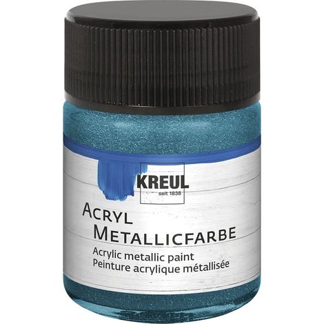 Acrylique Métallique, 50 ml verre en pétrole métallique, peinture acrylique glamour à effet métallique à base d'eau, couvrant crémeux, séchage rapide et résistant à l'eau (1/4)