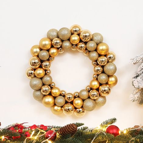 Boule De Décoration De Noël - En Plastique Résistant - Or - Pour Arbre De Noël, Couronne Ou Suspension Intérieure - 1 Pièce (1/5)