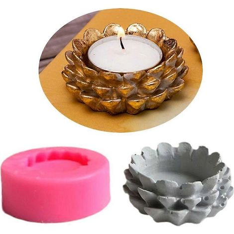 Moule en silicone pour bougeoir en forme de pomme de pin, moules en résine pour bougeoirs, moule de moulage (1/4)