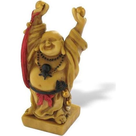 Statuette Bouddha Rieur de Santé - Statue Petit Bouddha Doré 8cm - Décoration Feng Shui - Objet Déco Zen Chinoise pour Intérieur, Salon, Bureau - Idée Cadeau Chine Asie Porte Bonheur (1/2)