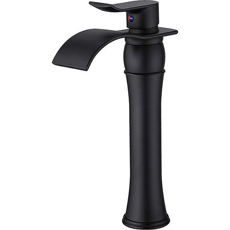 Robinet de salle de bain cascade mitigeur vasque haut peintre Noir retro style (1/4)