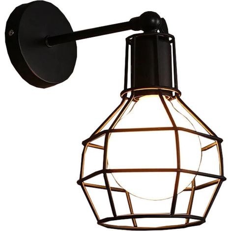 Lámpara de pared metálica vintage, estilo industrial, ideal para pasillo o recibidor. Bombilla no incluida. Tipo A.