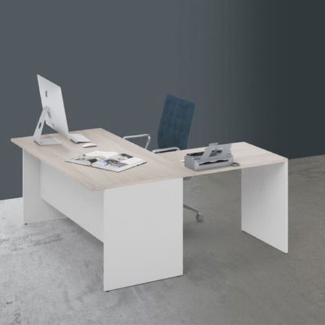 Scrivania ufficio angolare olmo con allungo 80 cm.