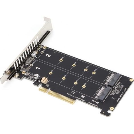 M.2-Adapterkarte: Dual M.2 NVMe SSD zu PCIe x8 M-Key-Konverter-Laufwerkserweiterungskarte (1/4)