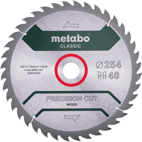METABO Sägeblatt "precision cut wood - classic", 254x2,4/1,6x30, Z40 WZ 20° (628325000)