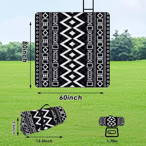 Couverture de pique-nique imperméable 80 x 60 pouces – Plus épaisse, pliable, lavable en machine, portable – Pour une utilisation en extérieur, en camping et en pique-nique (1/3)