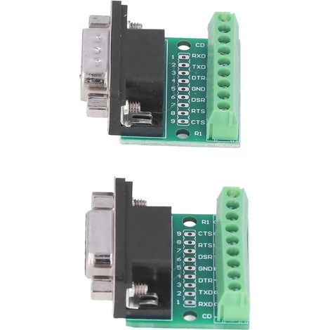 Adaptateur DB9 Mâle-Femelle à Bornes à Vis pour RS232 RS485, Convertisseur 9 Broches