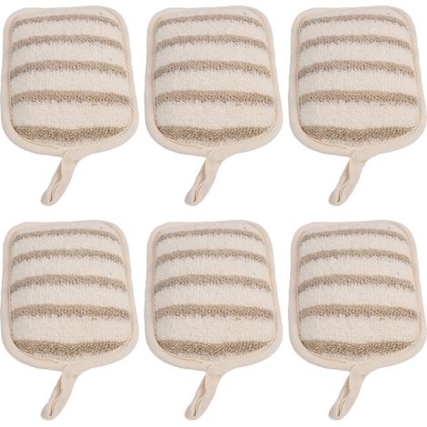 6 serviettes de bain éponge rayées en lin de spa, détachantes, exfoliantes, nettoyantes et moussantes, serviettes de bain à main (1/5)