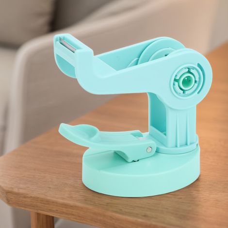Porte-ruban adhésif de bureau vert réglable avec ventouse et porte-rouleau