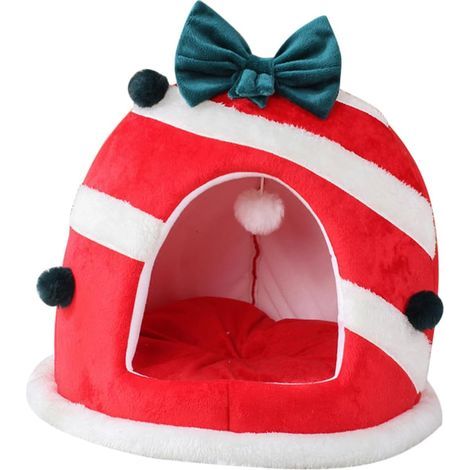 Lit pour chat de dessin animé Lit pour animal de compagnie de Noël Maison pour animal de compagnie à thème de Noël Maison pour chat chaleureuse (1/5)