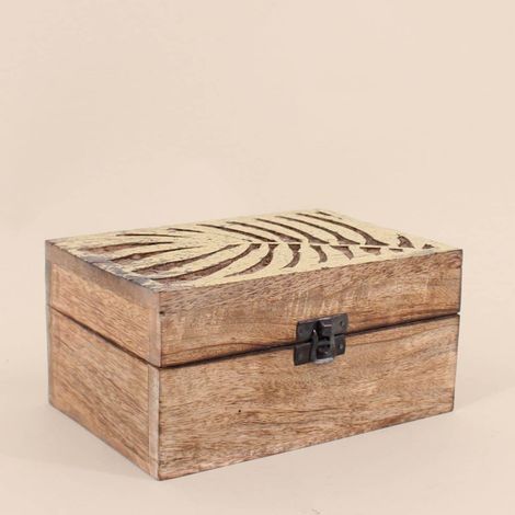 Boite en bois couvercle or 13x19cm (1/3)