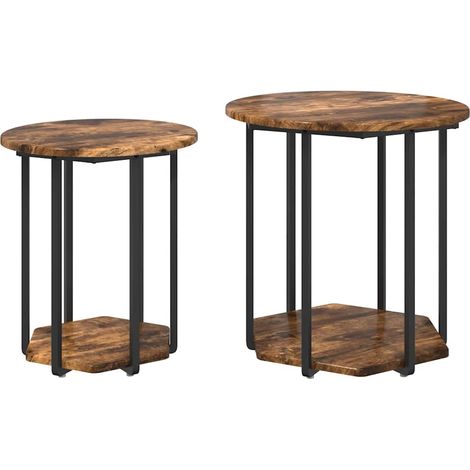 Maison Exclusive - Set tavolini con lo scaffale 2 pcs Marrone