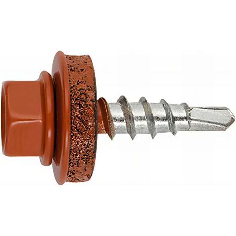 250 vis autoperceuses, tête hexagonale 8 marron cuivré 4,8 x 19 mm zingué spécial bac acier - AFMC144819 - (1/3)