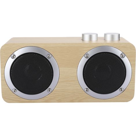 Mini caisson de basses Bluetooth en bois de haute qualité avec bouton rotatif et câble audio (1/5)