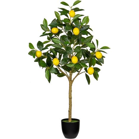 Kunstpflanze Zitronenbaum 90cm Groß Topf Künstlich Baum Innen Außen Moderne Deko (1/5)