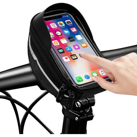 BelleRise - Support Téléphone Vélo Etanche, Sacoche de Cadre Vélo avec Écran Tactile Transparent et Pare-Soleil, pour Smartphone sous 6,5 Pouces (1/5)