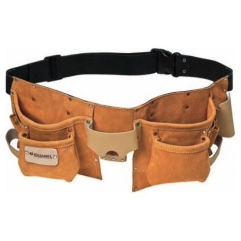 Jouanel – Tablier de protection en cuir cognac – 4 poches et 7 porte-accessoires – Ceinture nylon réglable – SKU TABUS (1/2)
