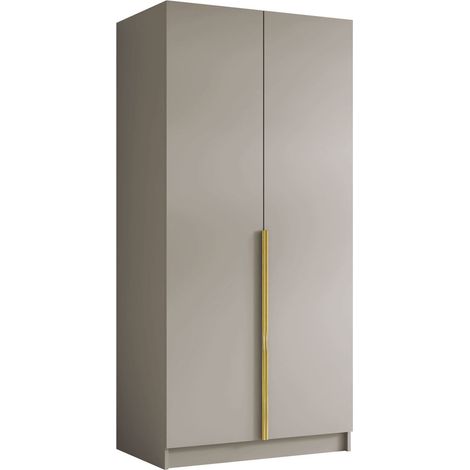 Armoire Closico Staton I, Cachemire + Doré, 215x100x58cm, Portes d'armoire: Avec des charnières, Nombre d'étagères: 0
