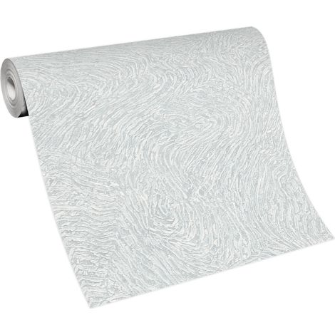 BRICOFLOR Papier Peint imitation platre gris et blanc Papier Peint intissé structuré blanc et gris Tapisserie pour cuisine, salon & plus (1/4)