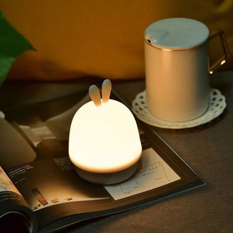 Veilleuse Lapin - LED Rechargeable - Pour Chambre Enfant Bébé - 9.3 x 5.8 x 4 cm - 0.7 kg (1/3)