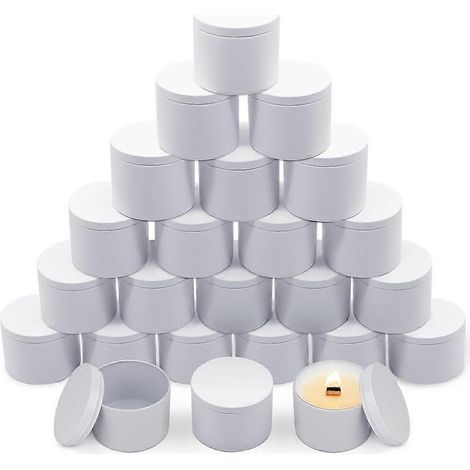 Boîtes à bougies en pot de 113 g (4 oz) avec couvercles, robustes, blanches mates, en vrac, vides, pour la fabrication de bougies de 113 g (4 oz). (1/5)