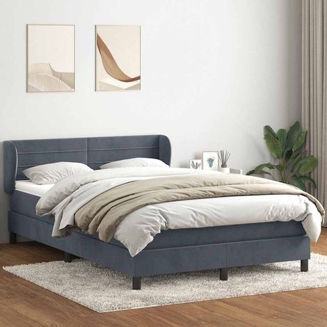 Cama box spring con colchón terciopelo gris oscuro 160x210 cm (1/5)