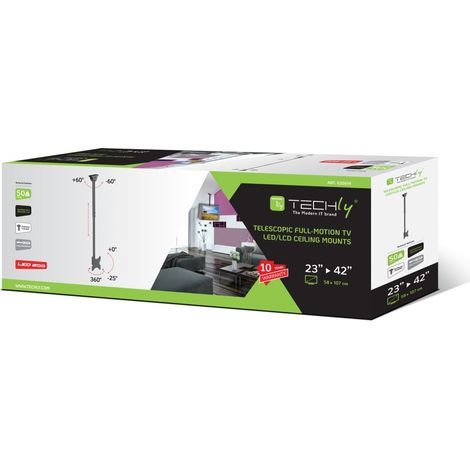Techly Teleskop Deckenhalterung für 1LCD TV 23-42 Arm lang (ICA-CPLB-922L)