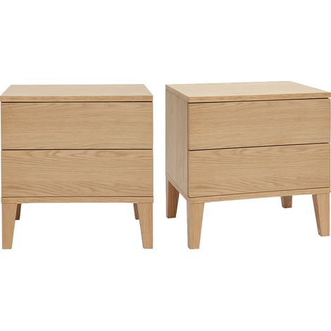 Comodini scandinavi 2 cassetti legno rovere chiaro (set di 2) FREDDY (1/4)