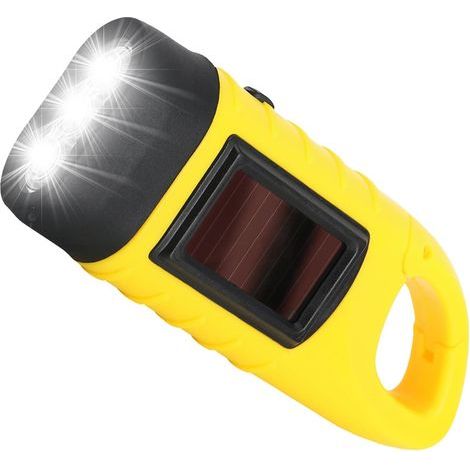Lampe Torche Solaire, Lampe de Poche LED d’Urgence avec Mousqueton, Lampe Dynamo Manivelle Portable pour Plein Air Camping Pannes de Courant Cyclisme Équipement d'urgence [Classe énergétique A+++] (1/5)