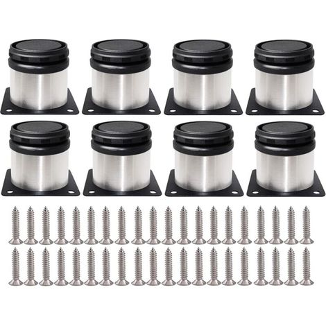 8 pièces Pieds de Meubles Réglables Vis Inclus Ronds Métal Acier Inoxydable Cabinet Jambe Table Pieds Pied d'armoire Hauteur ajustable Pour Canapé, Table, Armoires (1/5)