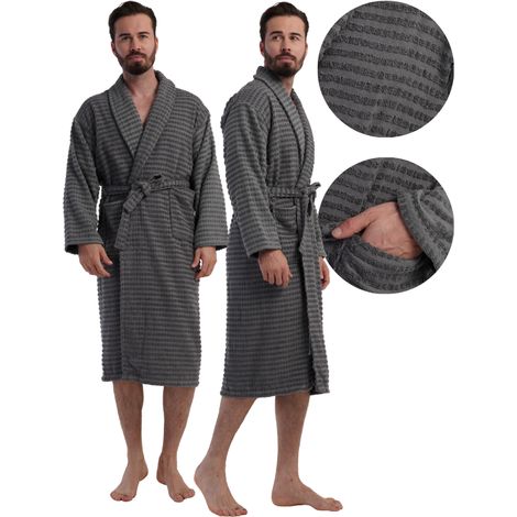 Herren-Frotteebademantel M Vienetta Warm Weich Bindegeschnürtes Geschenk für Papa (1/5)