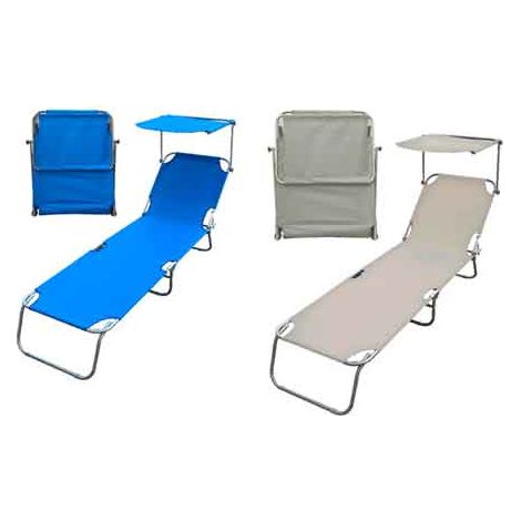 LETTINI DA SPIAGGIA PIEGHEVOLE CON PARASOLE 187x55x24 cm -