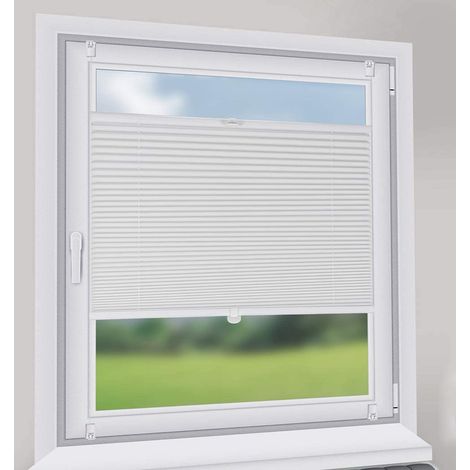 Sekey Plissee ohne Bohren Verdunkelung, Fenster Plissee Klemmfix Jalousie, Weiß, 80x200cm