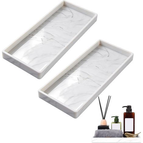 2 Plateaux, Motif Marbre, Silicone, Antidérapant, Pour Salle De Bain, Cuisine (1/5)