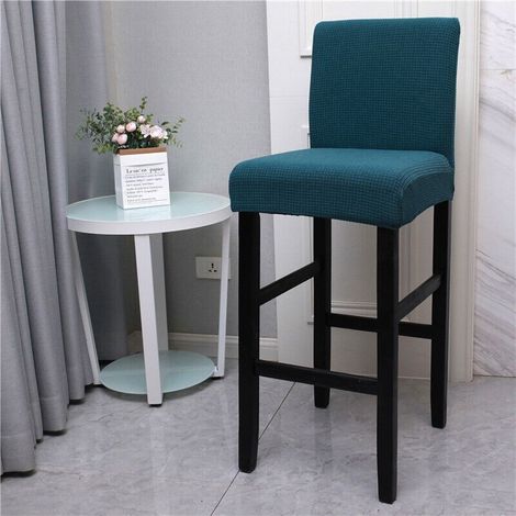 Housse de Chaise de Bar Extensible, Housse de Chaise de Salle à Manger de Bar Lavable Universel, Housses De Tabouret De Bar avec Dossier, Revêtement de Chaise Moderne(Bleu paon,Lot de 4) (1/5)