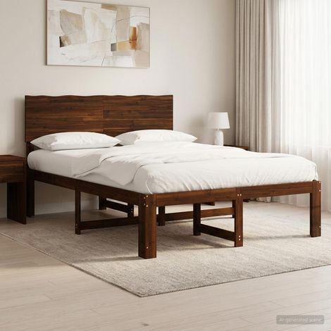 Cama doble con cabecero ROSTOCK Marrón Oscuro 140 x 190 cm (1/5)