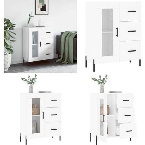 Buffet blanc 69,5x34x90 cm bois d'ingénierie - Buffet Blanc - Meuble Rangement - Buffet Design - Mobilier Salon - Commode - Home & Living (1/5)