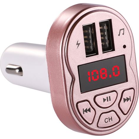 Car Bluetooth MP3 Player, Car MP3 Player with Card Insertion, A2 Car MP3 Bluetooth Receiver - Rose Gold (1/2)